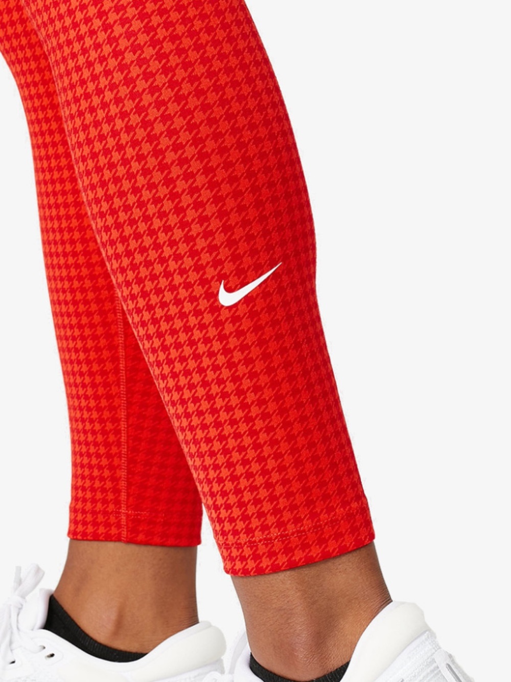 Nike One Dri-FIT Icon Clash Printed 7/8 Tights in a red houndstooth pattern S